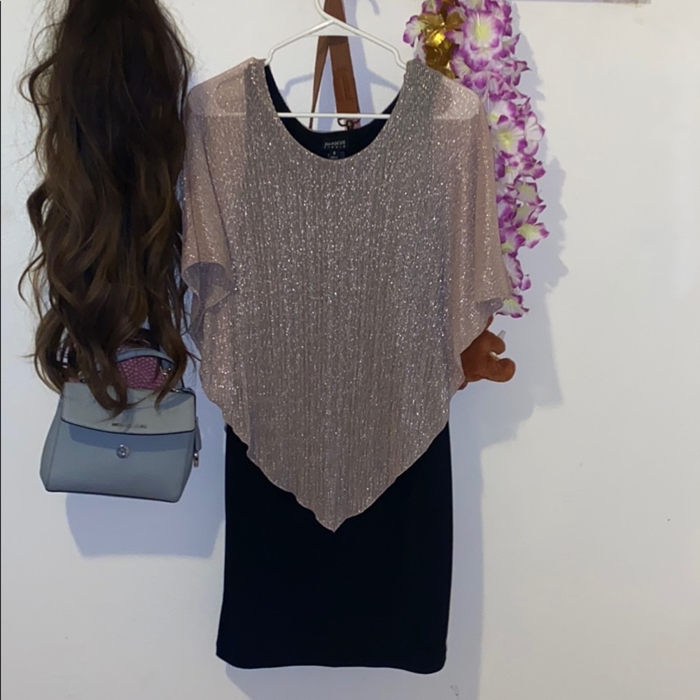 Black dress with poncho sleeves